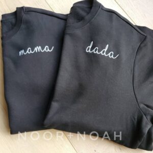 Black Embroidered Dada Mama Sweatshirt Sweatshirt