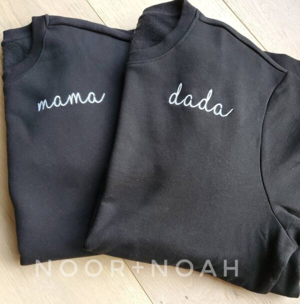 Black Embroidered Dada Mama Sweatshirt