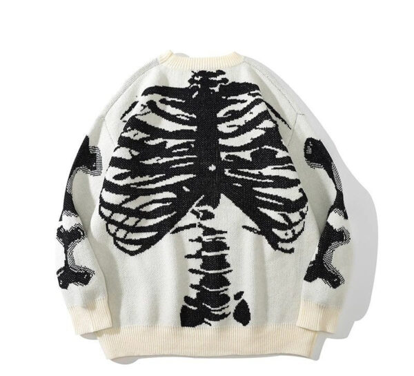 Black Skeleton Bone Print Sweatshirt