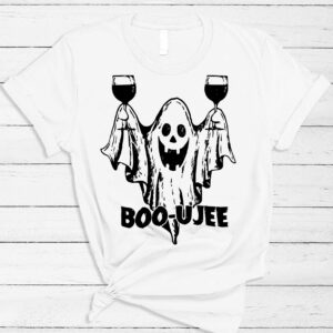 Boo Drinking Wine Funny Ghost Halloween Shirt