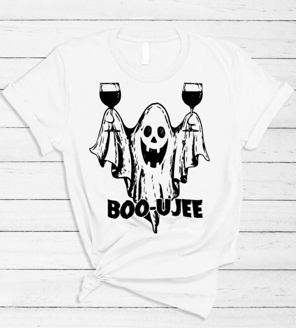 Boo Drinking Wine Funny Ghost Halloween Shirt