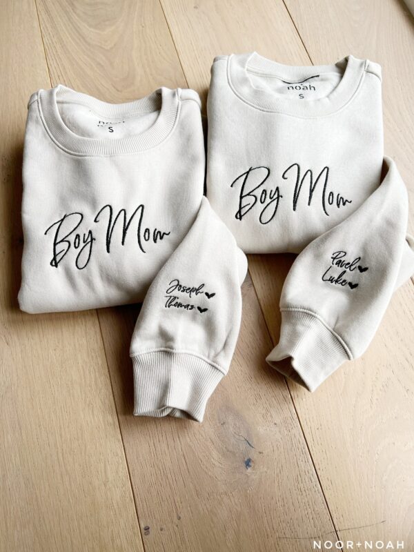 Boy Mom Embroidered Mama Sweatshirt