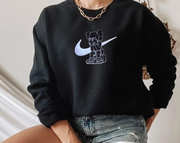 Brand Kaws Nike Logo Embroidered Sweatshirt