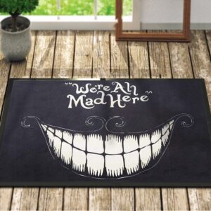 Cat Doormat We’re All Mad Here Cheshire Smile