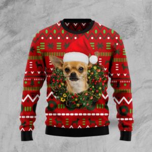 Chihuahua Ugly Christmas Sweater Playful Merry