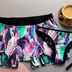 Colorful Print Couple Matching Boxers