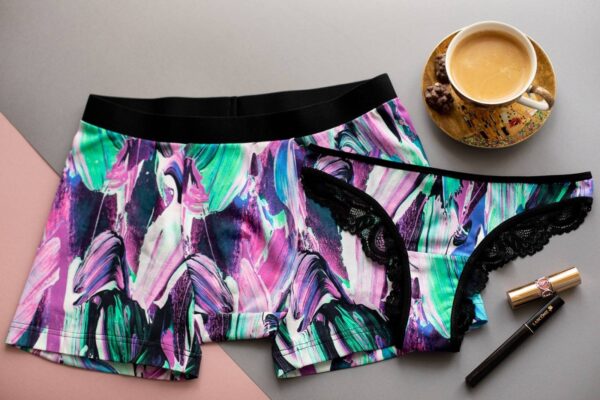 Colorful Print Couple Matching Boxers