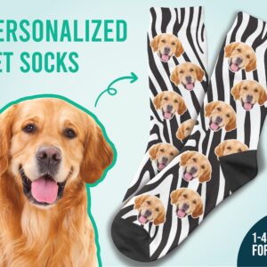 Custom Dog Face On Zebra Print Socks