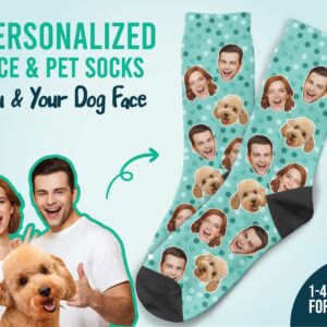 Custom Dog Face Socks With Polka Dots