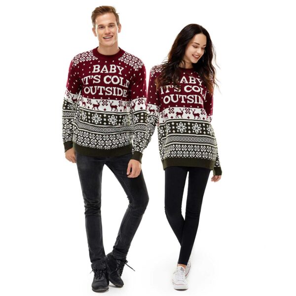 Cute Christmas Sweaters For Couples Quote Baby It’s Cold Outside