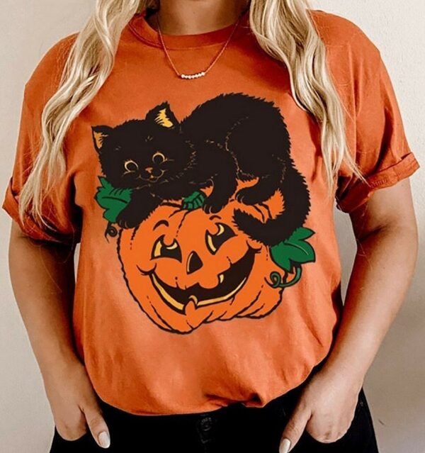 Cute Halloween Shirt – Cat Pumpkin