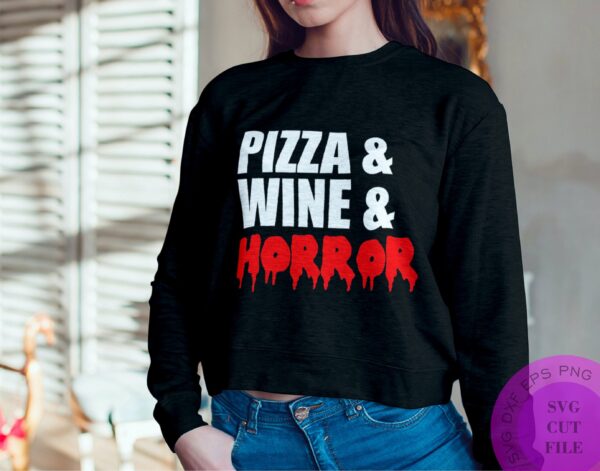 Drip Hoodie Pizza Wine HORROR