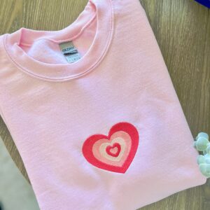 Embroidered Sweatshirt Beige Brown Heart