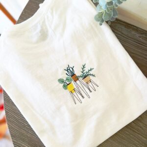 Embroidered Sweatshirt Cute Floral Potted Plants