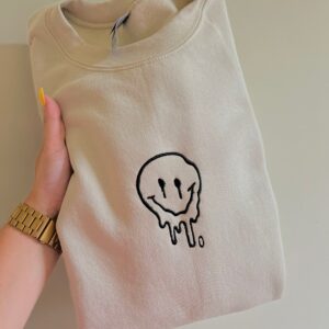 Embroidered Sweatshirt Drip Smiley Face