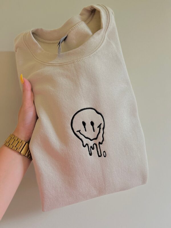 Embroidered Sweatshirt Drip Smiley Face