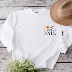 Embroidered Sweatshirt Hello Fall Happy Thanksgiving