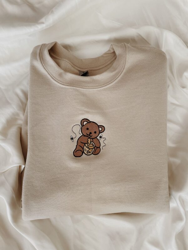 Embroidered Sweatshirt Hoodie Honey Bear