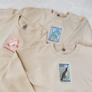 Embroidered Sweatshirt Hoodie Vintage Stamp