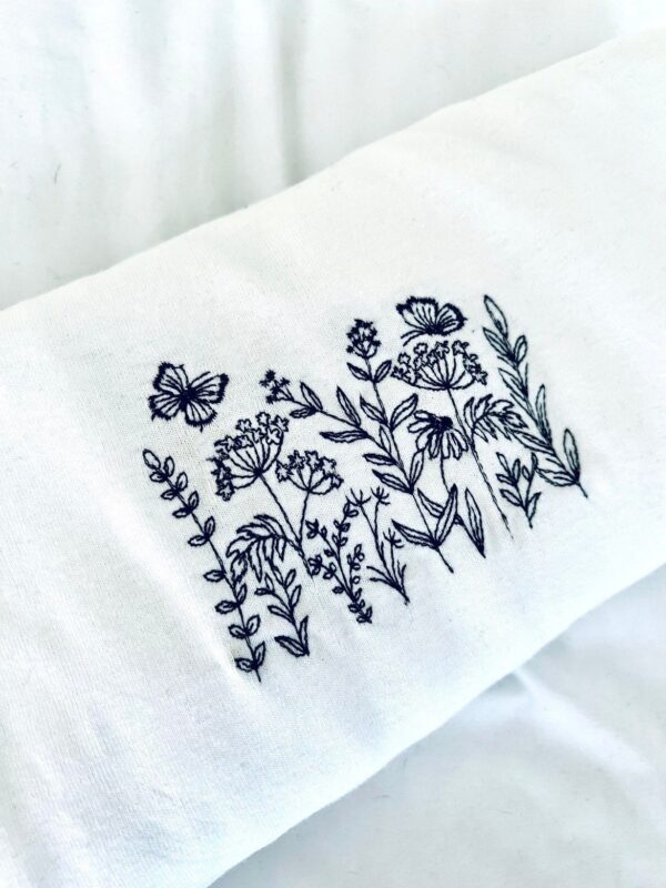 Embroidered Sweatshirt Simple Floral Butterfly Plants