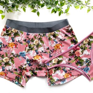 Flowers Couple Matching Boxers