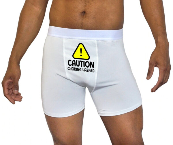 Funny Caution Personalized Boxers