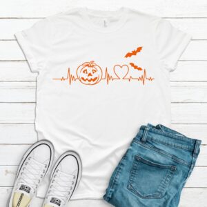 Halloween Heartbeat Shirt Cute Pumpkin Tee