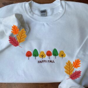 Happy Fall Embroidered Halloween Sweatshirt