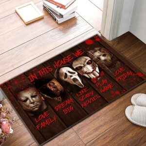 Movie Halloween Doormat In This House We Love Family