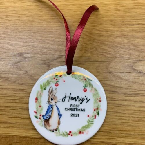 Personalised First Christmas Rabbit Decoration Ornaments photo review