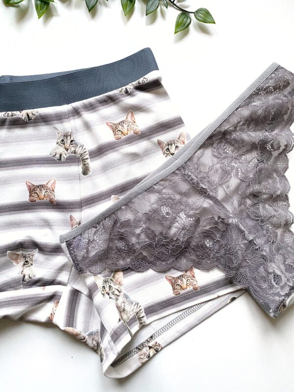 Kitten Print Couple Matching Boxers