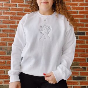 Minimalist Hands & Flowers Embroidered Mental Health Sweatshirt