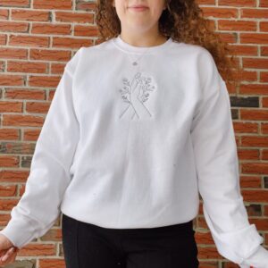 Minimalist Hands & Flowers Embroidered Mental Health Sweatshirt