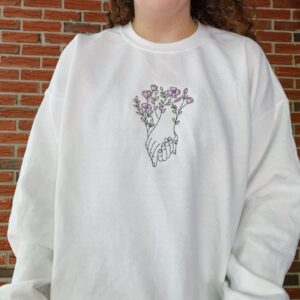 Minimalist Flowers & Hand In Hand Embroidered Mental Health Sweatshirt