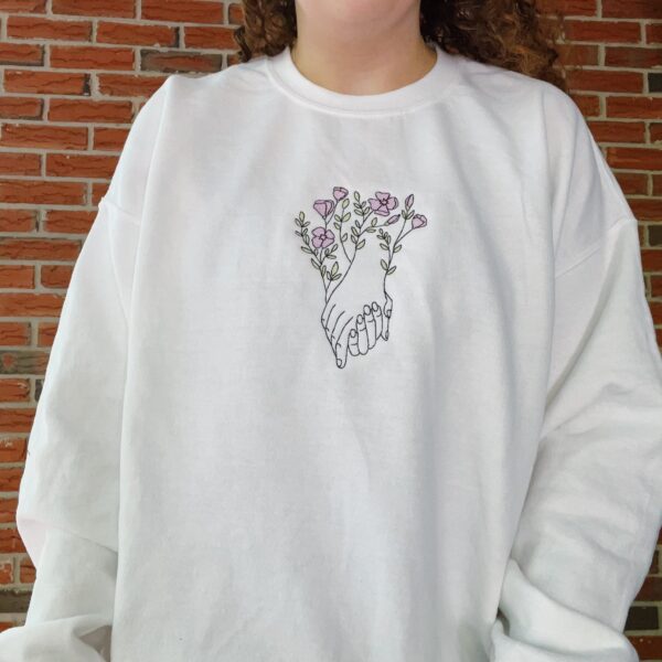 Minimalist Flowers & Hand In Embroidered Mental Health Sweatshirt