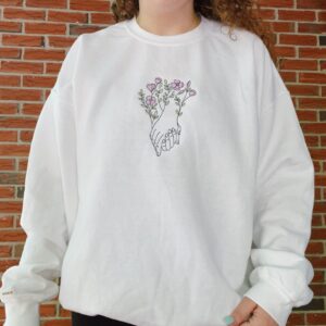 Minimalist Flowers & Hand In Hand Embroidered Mental Health Sweatshirt