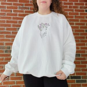 Minimalist Flowers & Hand In Hand Embroidered Mental Health Sweatshirt