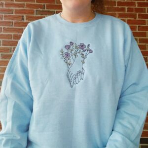 Minimalist Flowers & Hand In Hand Embroidered Mental Health Sweatshirt