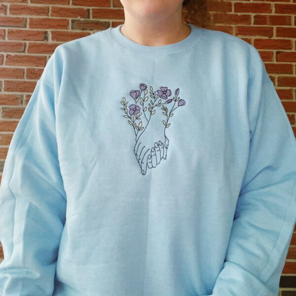 Minimalist Flowers & Hand In Embroidered Mental Health Sweatshirt