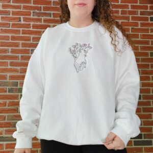 Minimalist Flowers & Hand In Hand Embroidered Mental Health Sweatshirt