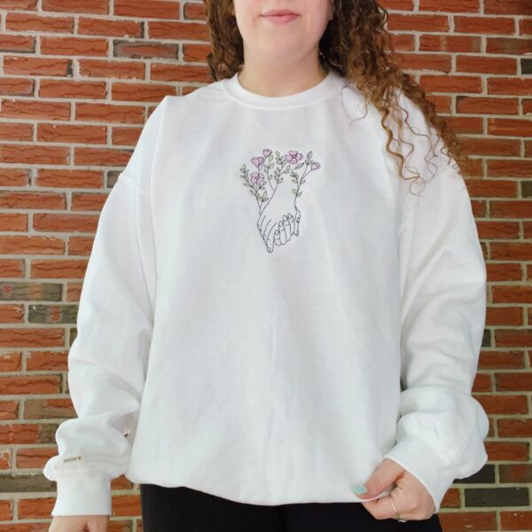 Minimalist Flowers & Hand In Embroidered Mental Health Sweatshirt