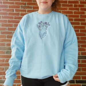 Minimalist Flowers & Hand In Hand Embroidered Mental Health Sweatshirt