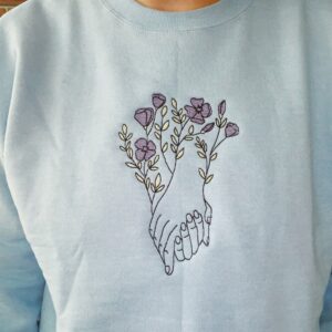 Minimalist Flowers & Hand In Hand Embroidered Mental Health Sweatshirt