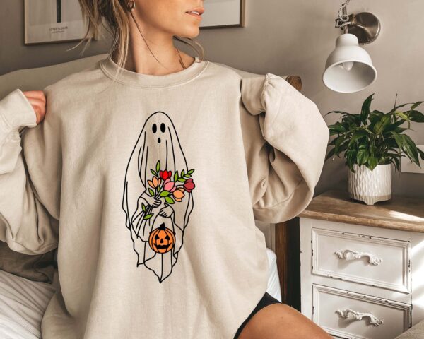 Ghost Flowers Halloween Sweatshirt