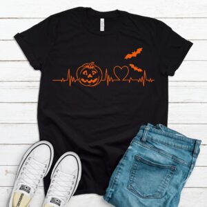 Halloween Heartbeat Shirt Cute Pumpkin Tee