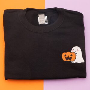 Pumpkin Ghost Embroidered Halloween Sweatshirt