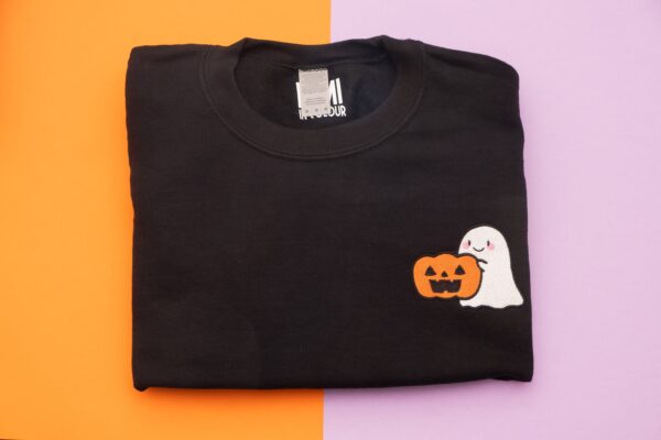 Pumpkin Ghost Embroidered Halloween Sweatshirt