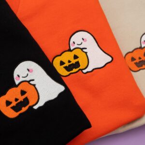 Pumpkin Ghost Embroidered Halloween Sweatshirt