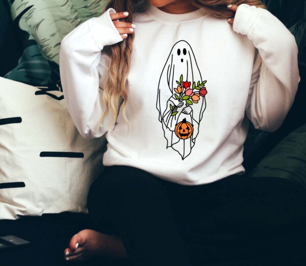 Ghost Flowers Halloween Sweatshirt