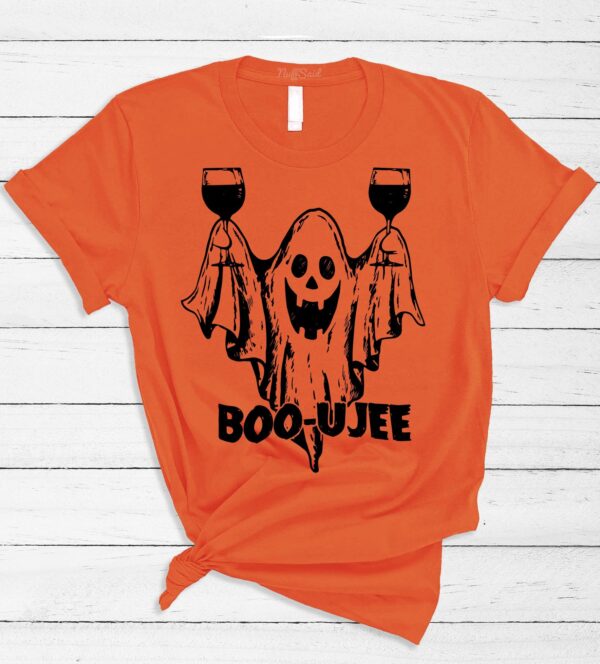 Boo Drinking Wine Funny Ghost Halloween Shirt